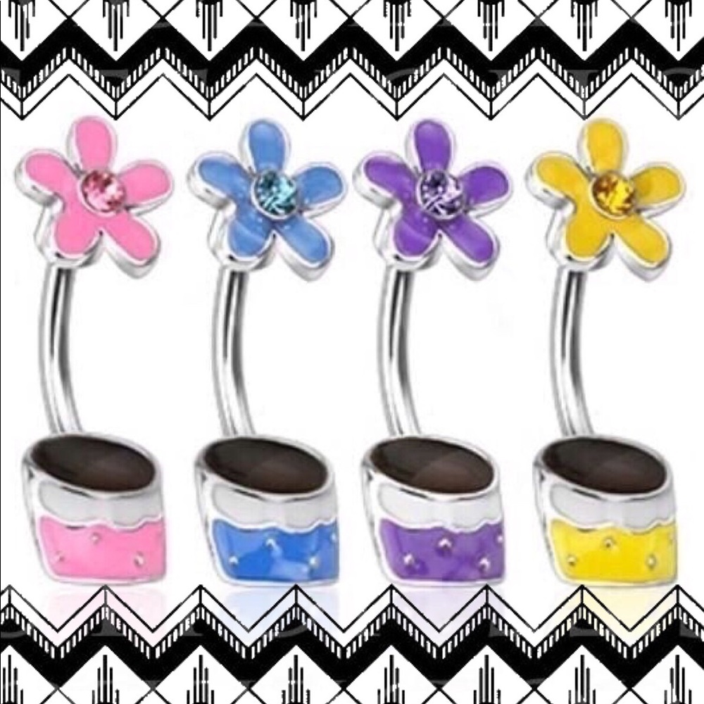 ❣️Buy 2 Get 2❣️ Flower Pot Belly Rings